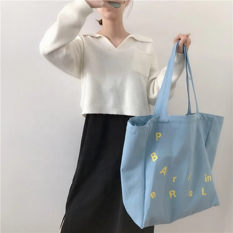 100% Organic Cotton Tote Bags Tote Bag with Pocket Cotton Canvas Tote Bag Custom Logo
