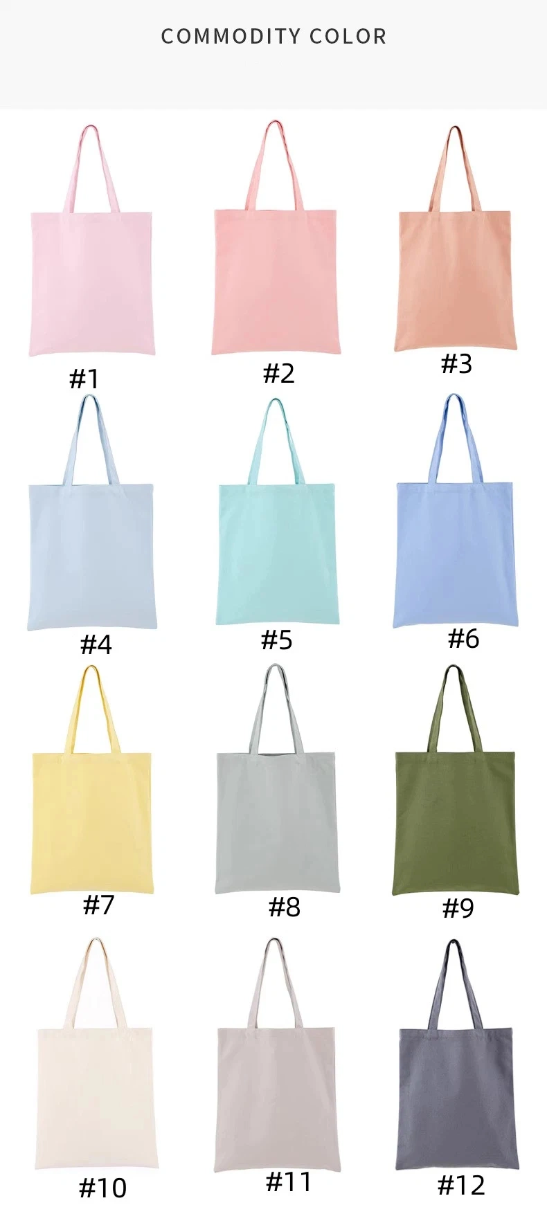 All Cotton Canvas Tote Bag Reusable Shopping Gift Bag