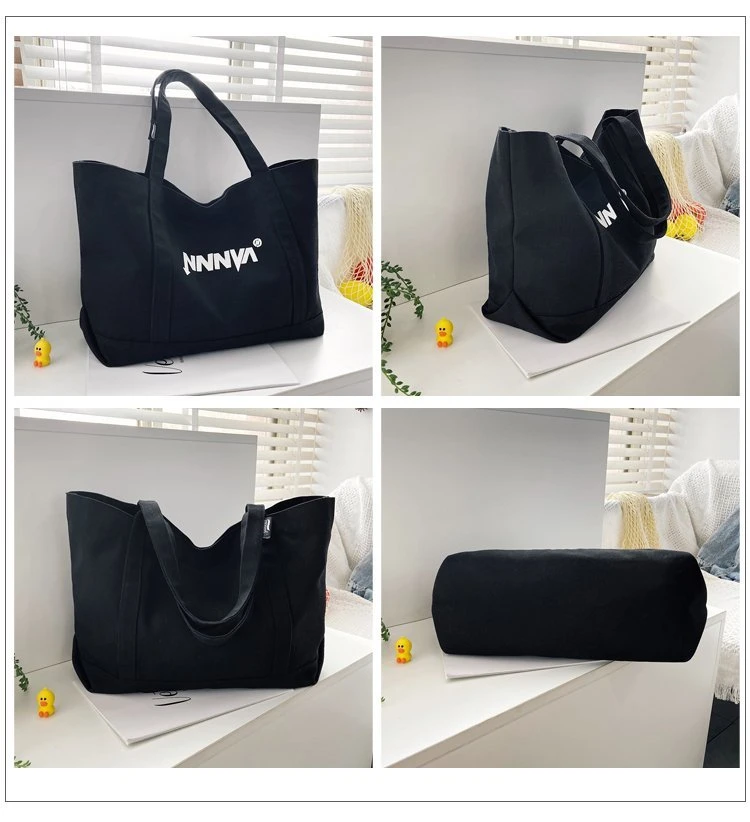 Beach Bag Cotton Bag Canvas Tote Bags with Pockets Printed Logo