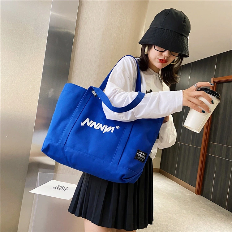 Beach Bag Cotton Bag Canvas Tote Bags with Pockets Printed Logo