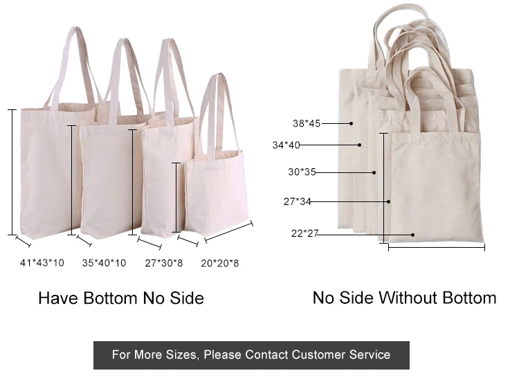 Beach Bag Cotton Bag Canvas Tote Bags with Pockets Printed Logo
