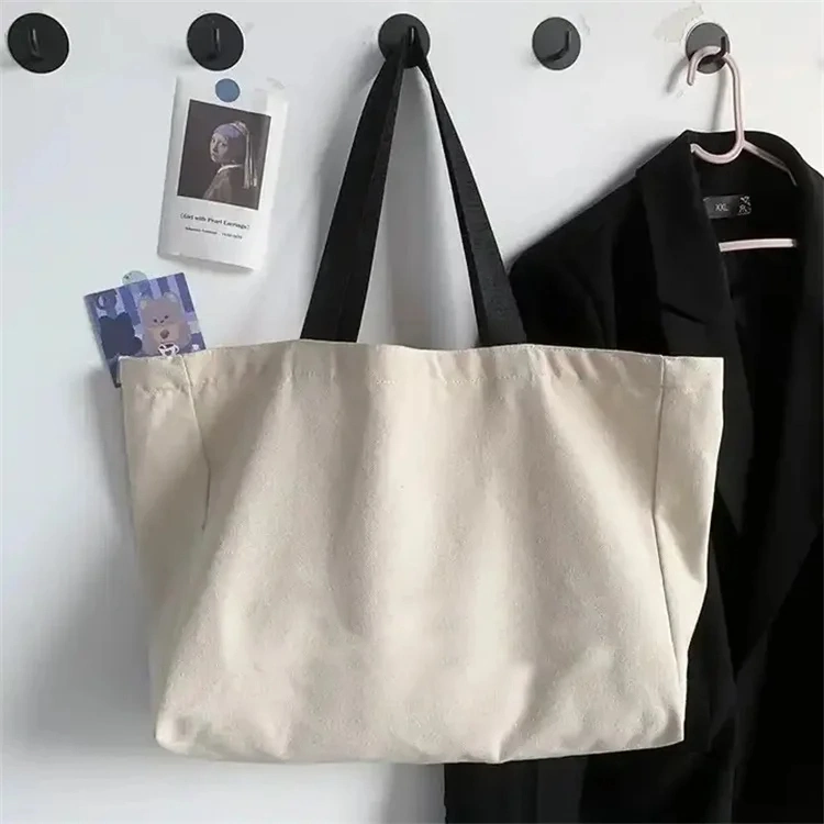 Big Thick Capacity Canvas Shopping Tote Bag Foldable Oversized Canvas Cotton Bag