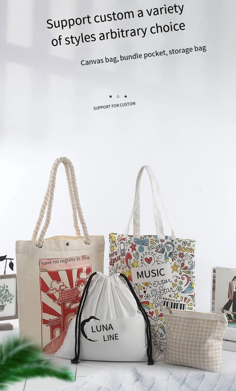 Canvas Bag Custom Logo Tote Bag Cotton Portable Custom Shopping