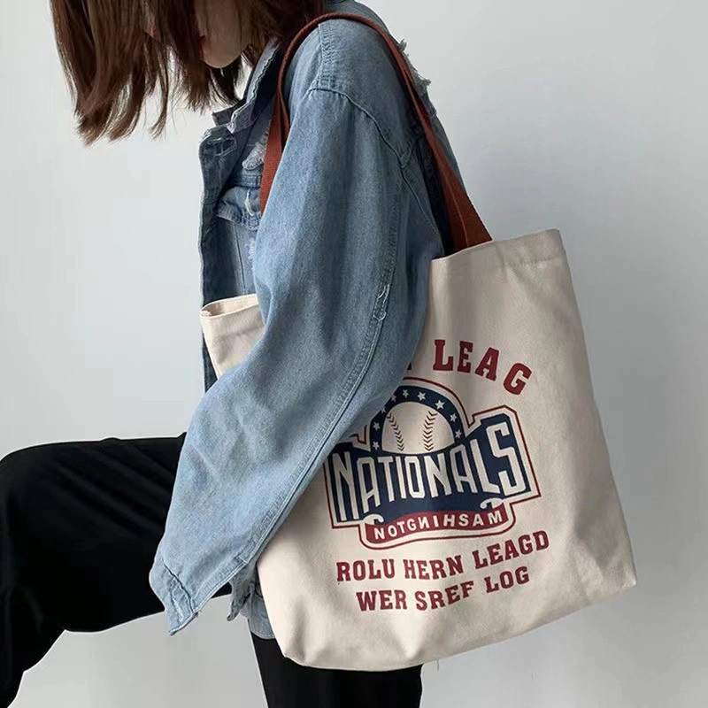 Canvas Bag Large Capacity Shoulder Bag Fashion Simple Canvas Bag Women Casual All-Match Tote Bag