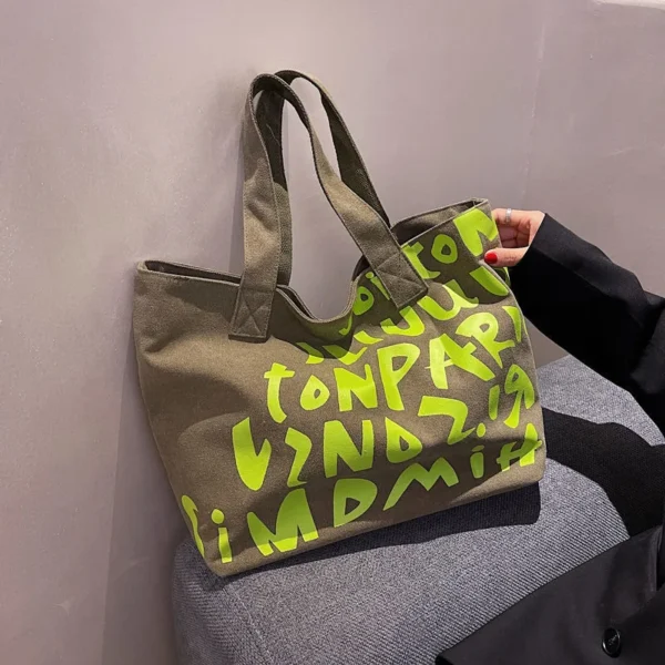 Canvas Tote Bag Large Capacity Letter Shoulder Bag Hand Bag Everything Handbag