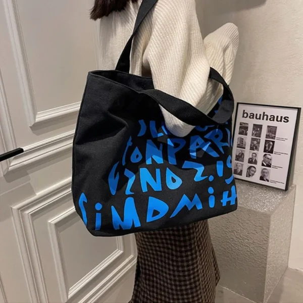 Canvas Tote Bag Large Capacity Letter Shoulder Bag Hand Bag Everything Handbag - Image 3