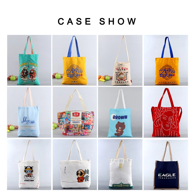 Canvas Tote Bag with Custom Printed Logo Women&prime;s Canvas Bags Custom Cotton Canvas Tote Bag with Pocket Zipper