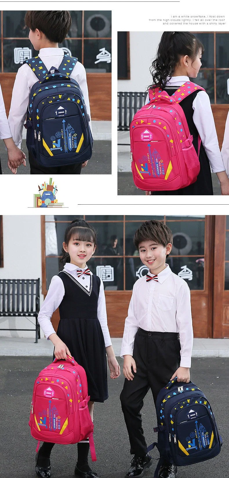 Children&prime;s Schoolbags Elementary School Boys and Girls Backpack Lightweight Load Reduction Wholesale