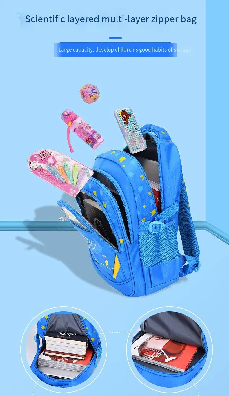 Children&prime;s Schoolbags Elementary School Boys and Girls Backpack Lightweight Load Reduction Wholesale