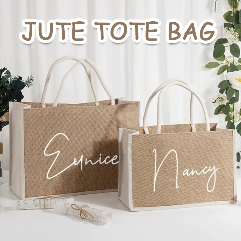 China Supplier Eco Friendly Jute Beach Bag with Logo Tote Pocket