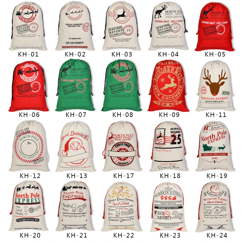 Christmas Gift Bag Cotton Canvas Festive Day Drawstring Bag Spot Cotton Bag 50*70 Christmas Bag Bunches