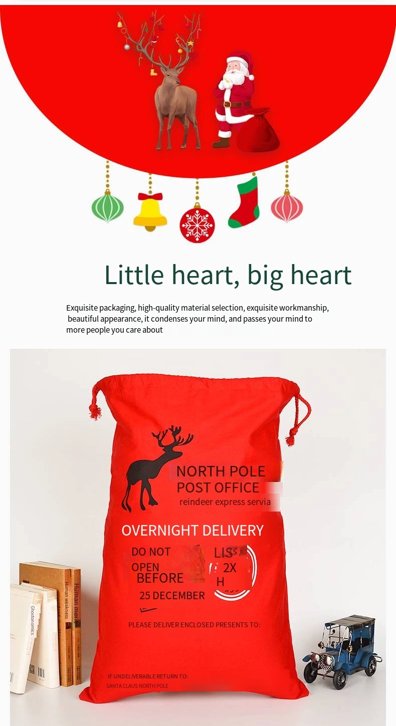 Christmas Gift Bag Cotton Canvas Festive Day Drawstring Bag Spot Cotton Bag 50*70 Christmas Bag Bunches