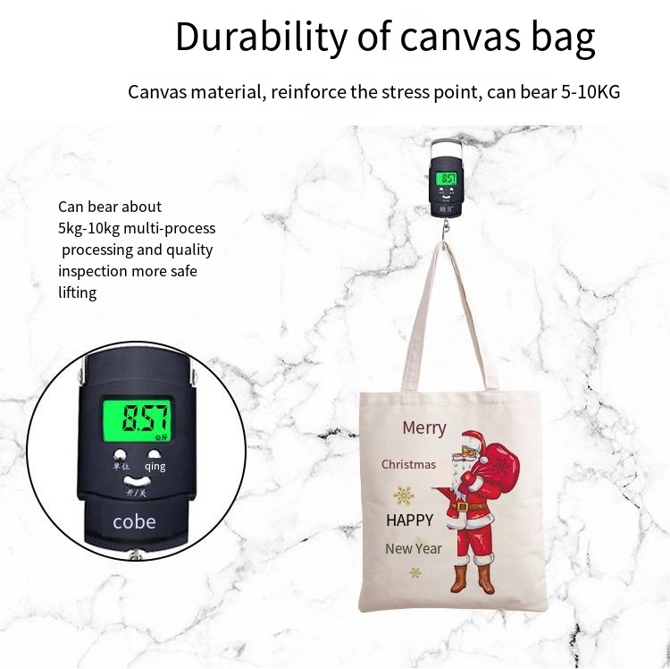 Christmas Storage Bag Santa Canvas Bag Simple Shoulder Bag Creative Tote Bag