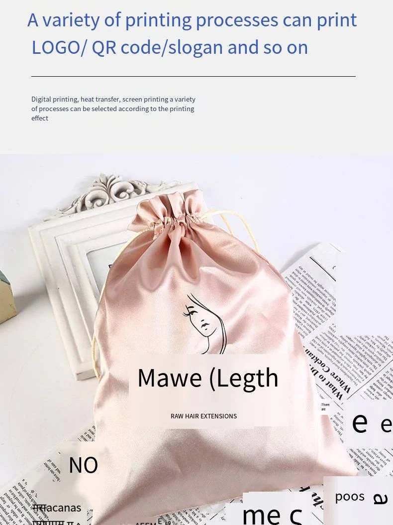 Color Ding Storage Bag Satin Cloth Dust Bag Wig Color Ding Bag with Logo Drawstring Pocket