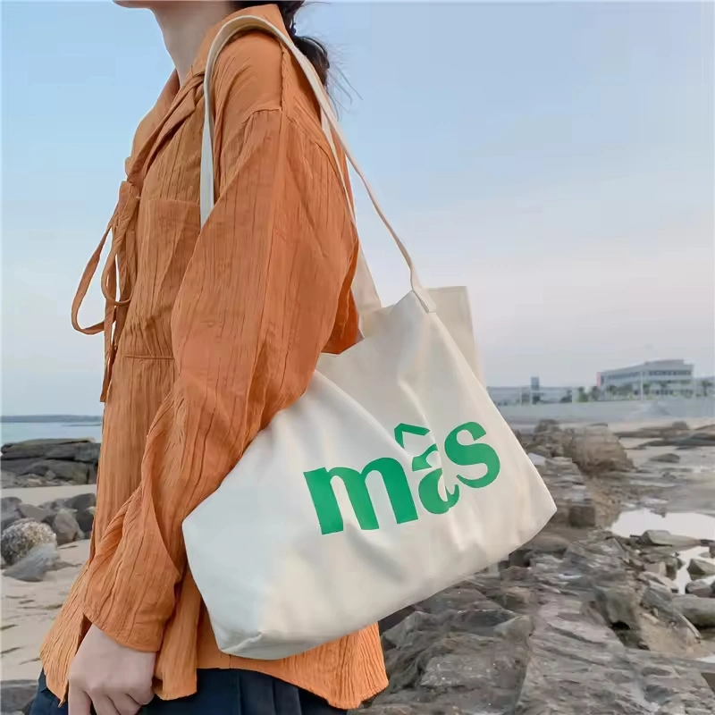 Colorful Custom Logo Cotton Natural Shopping Market Bag Zipper Tote Canvas Bag