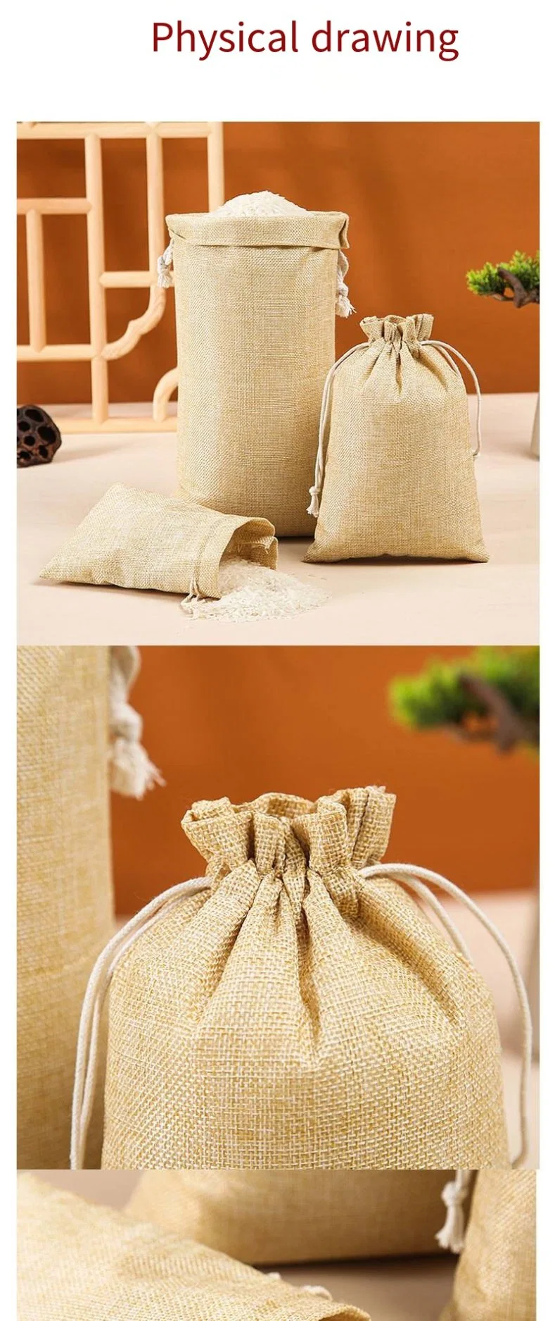 Composite Thickened Mock Linen Bag Bundle Pocket Gift Bag Rice Bag Custom