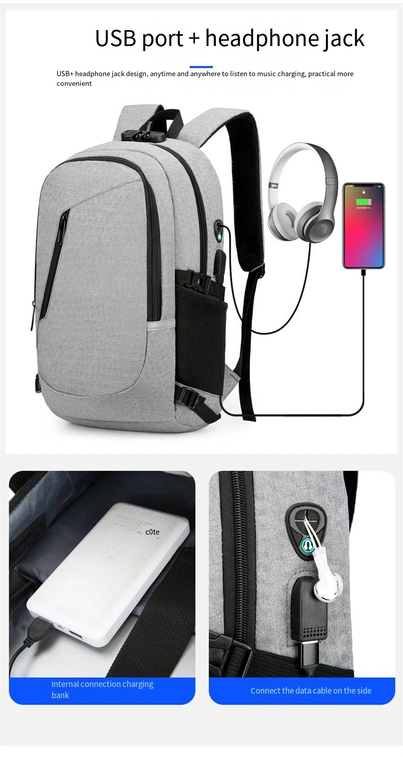 Computer Backpack Men&prime;s Business Bag Anti-Theft USB Charging Backpack