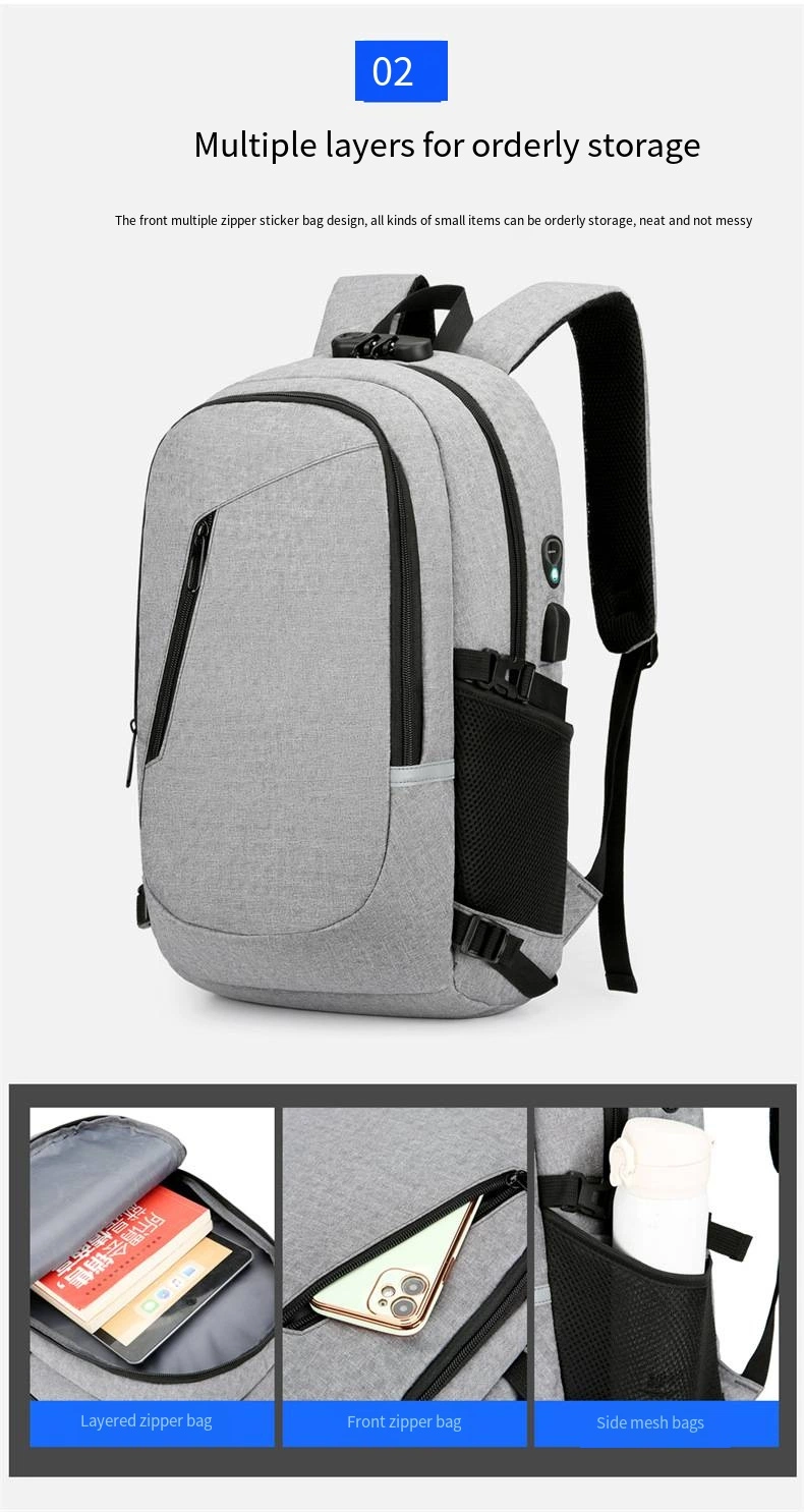 Computer Backpack Men&prime;s Business Bag Anti-Theft USB Charging Backpack