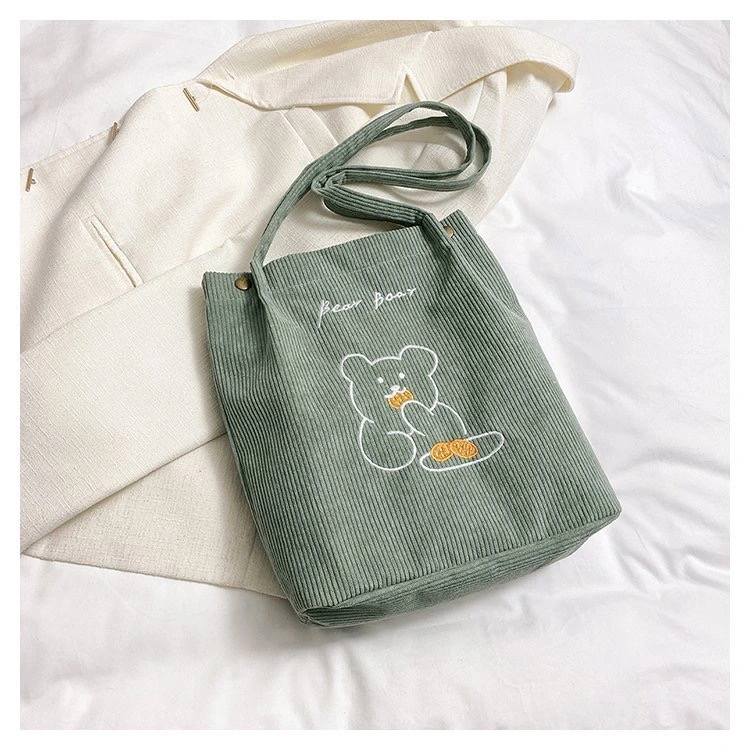 Corduroy Tote Bags Reusable Grocery Shopping Shoulder in Stock