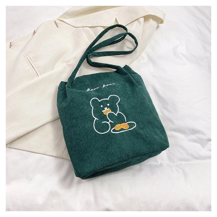 Corduroy Tote Bags Reusable Grocery Shopping Shoulder in Stock