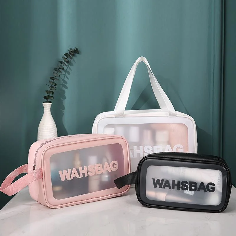 Cosmetic Bag Custom Logo Printed Fashion Makeup Bag Waterproof Frosted PVC Cosmetic Bags