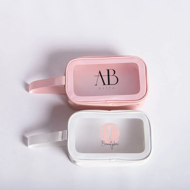 Cosmetic Bag Custom Logo Printed Fashion Makeup Bag Waterproof Frosted PVC Cosmetic Bags