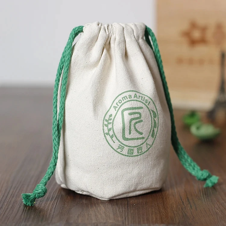 Cotton Canvas Cosmetic Gift Pouch Friendly Recycled Drawstring Cotton Fabric Candle Bags