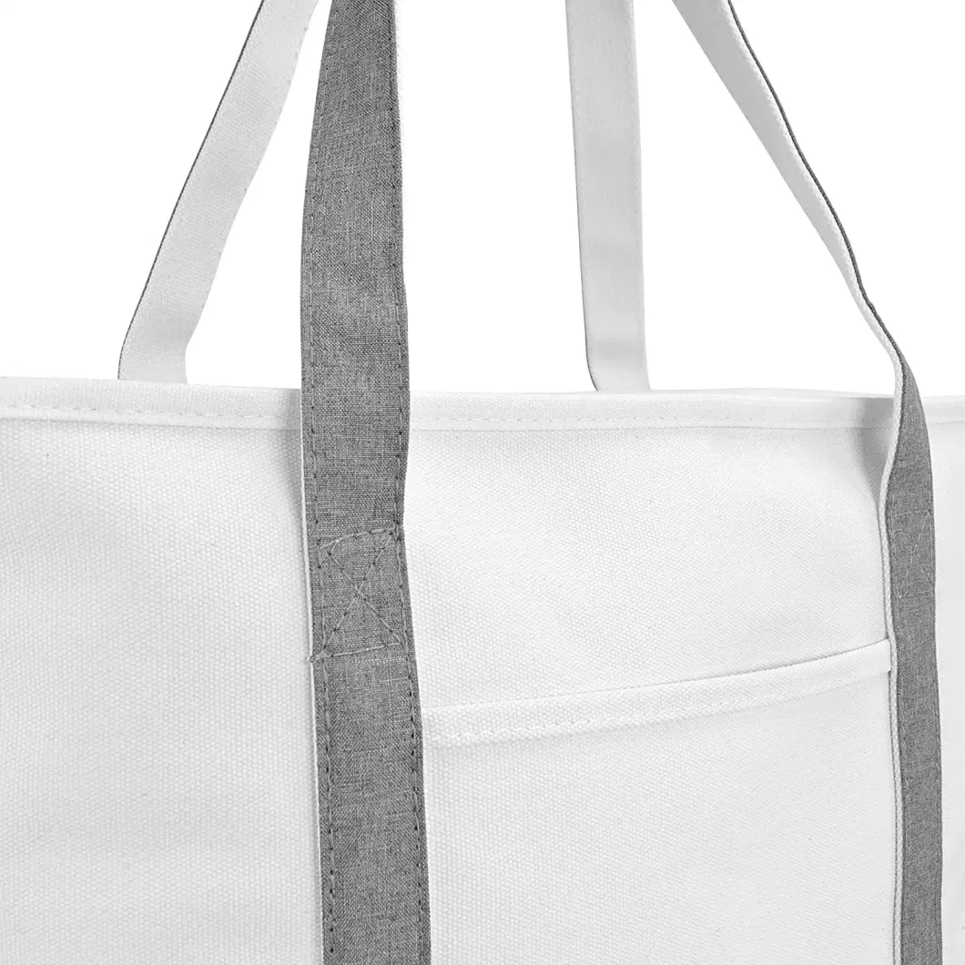 Cotton Canvas Shopping Tote Bag with Zipper Canvas Zipper Tote Bag Women