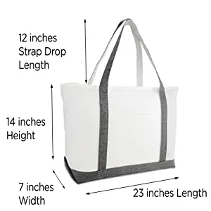 Cotton Canvas Shopping Tote Bag with Zipper Canvas Zipper Tote Bag Women