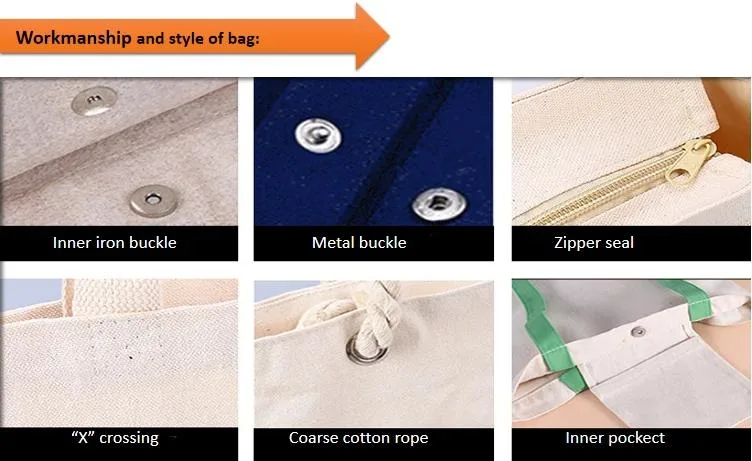 Cotton Canvas Shopping Tote Bag with Zipper Canvas Zipper Tote Bag Women