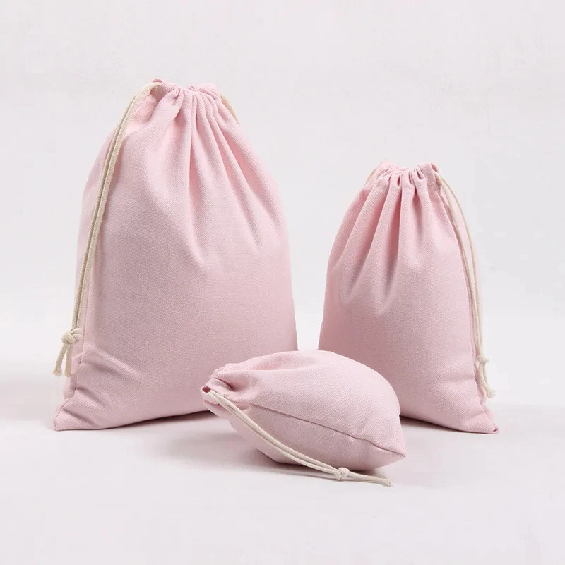 Cotton Drawstring Bag Natural Canvas Sacks Double Drawstring Canvas Pouch