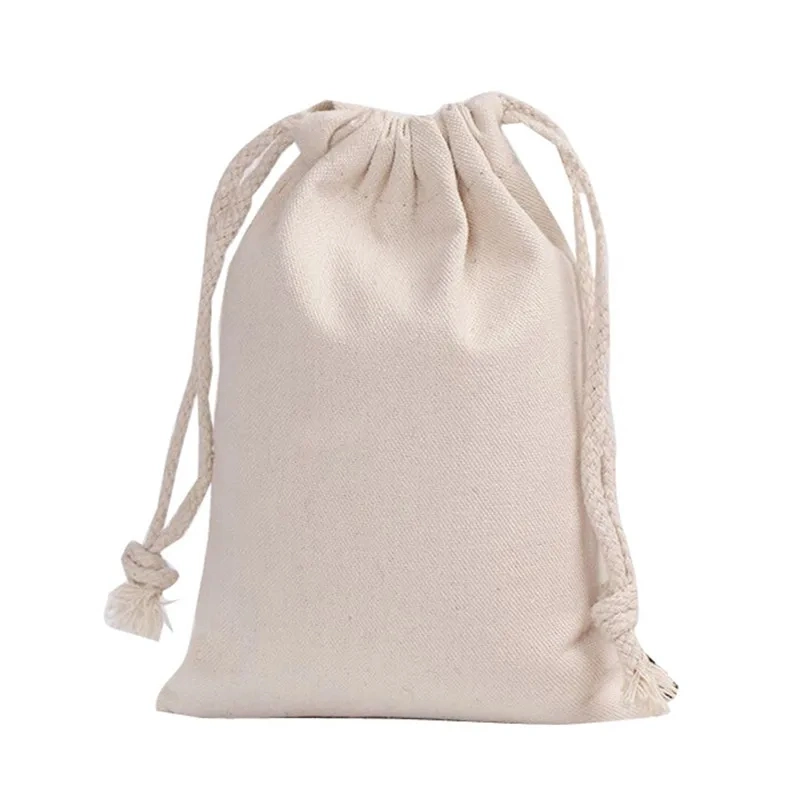 Cotton Drawstring Bag Natural Canvas Sacks Double Drawstring Canvas Pouch