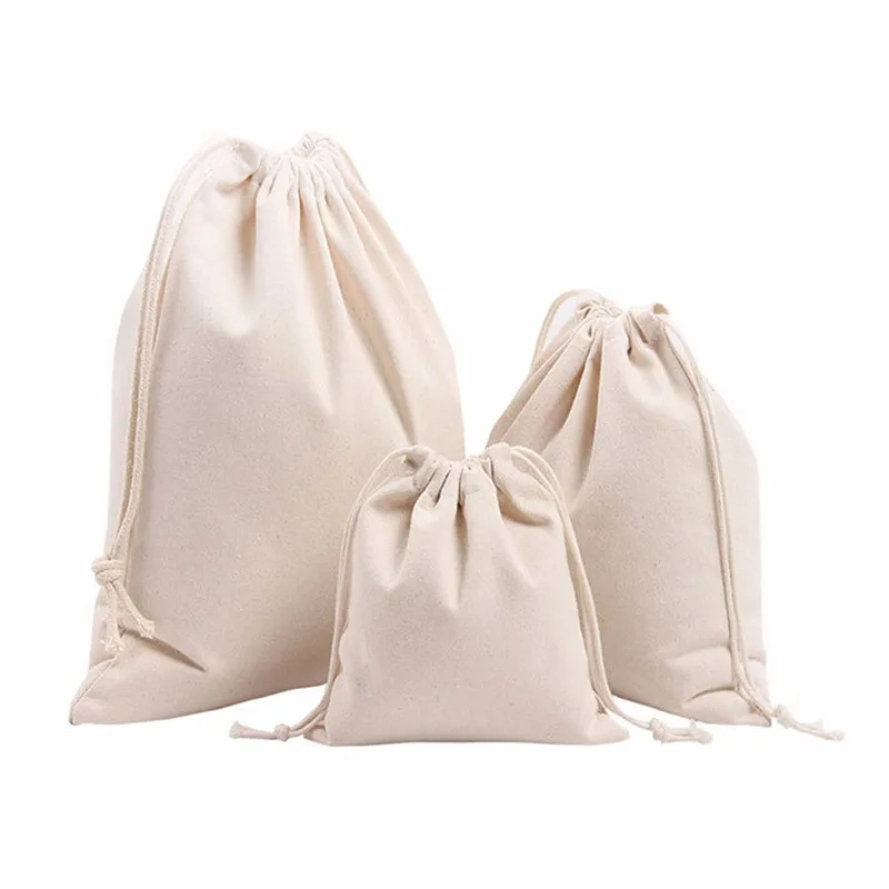 Cotton Drawstring Bag Natural Canvas Sacks Double Drawstring Canvas Pouch