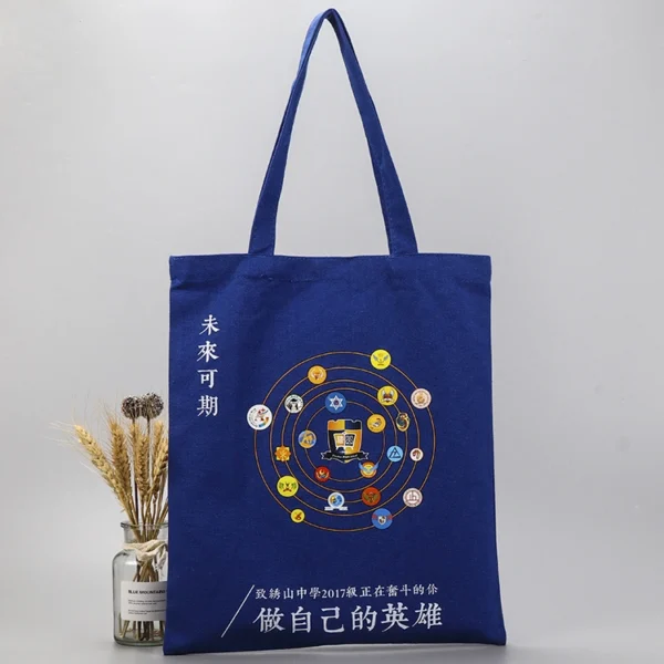 Creative Advertising Printed Cotton Bag Logo Minimalist and Fashionable Student Portable Shopping Canvas Bag - Image 3