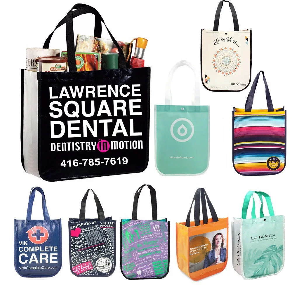Curved Corners Tote Non Woven Bag Laminated Non Woven Shopping Reusable Eco Tote Bag