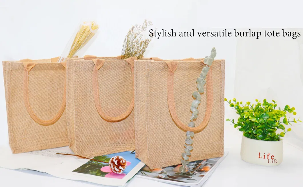 Custom Beach Burlap Tote Bags Personalized Girls Trip Gifts Canvas Jute Tote Shopper Bags