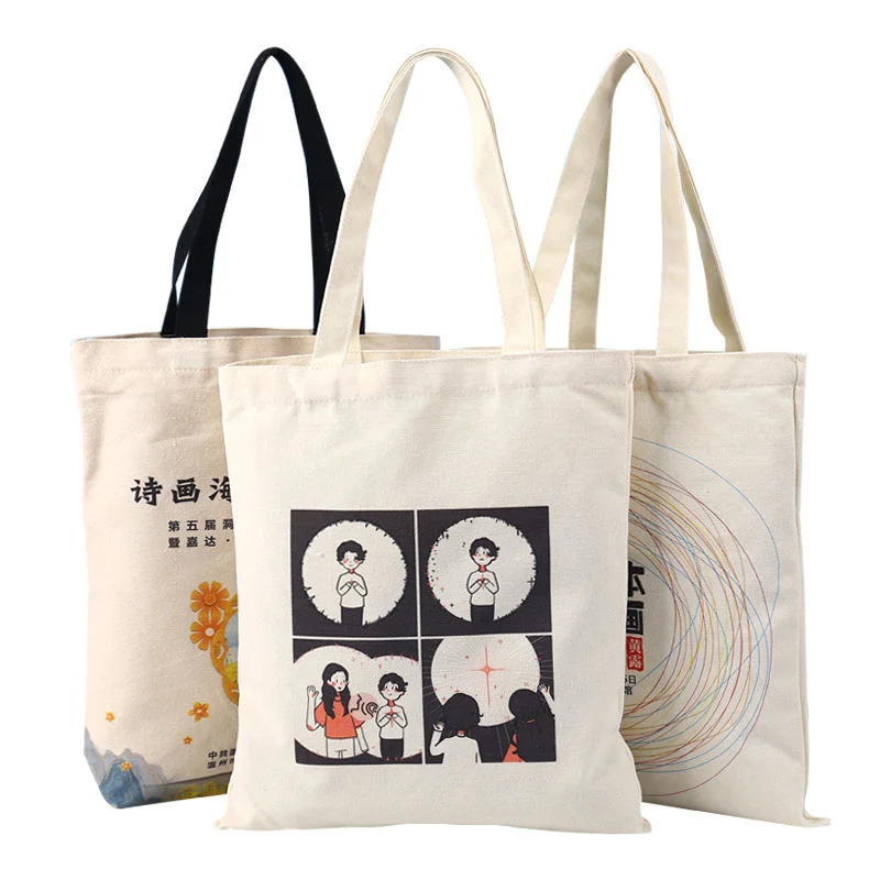 Custom Canvas Baglogo Womens Crossbody Canvas Printed Tote Bag with Inside Pockets