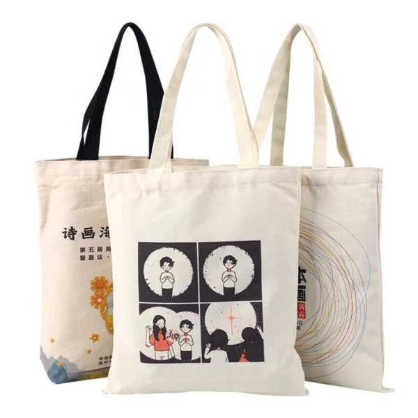 Custom Canvas Baglogo Womens Crossbody Canvas Printed Tote Bag with Inside Pockets - Image 3