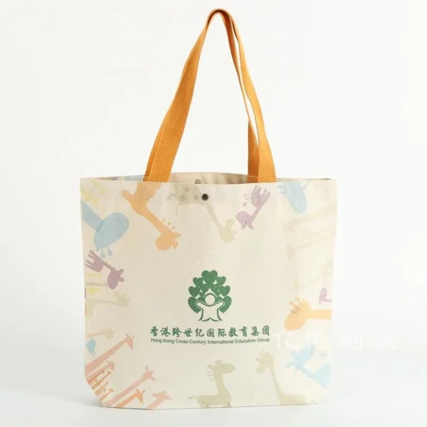 Custom Canvas Baglogo Womens Crossbody Canvas Printed Tote Bag with Inside Pockets - Image 6