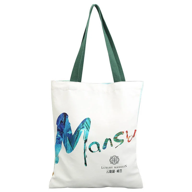 Custom Canvas Baglogo Womens Crossbody Canvas Printed Tote Bag with Inside Pockets