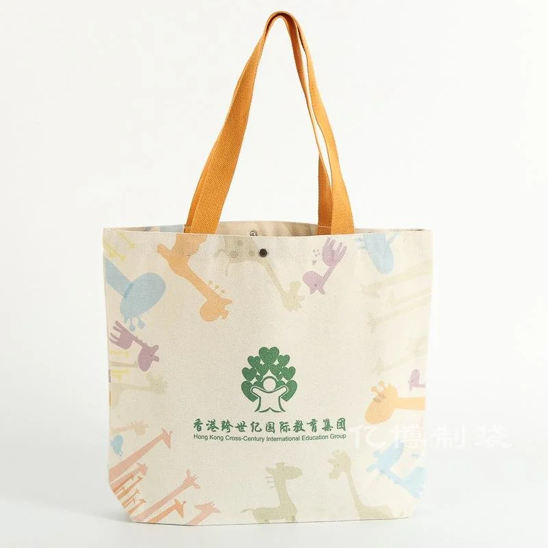 Custom Canvas Baglogo Womens Crossbody Canvas Printed Tote Bag with Inside Pockets