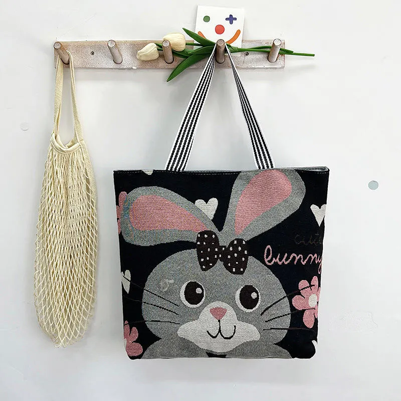 Custom Canvas Tote Bag Cartoon Cute Shoulder Bag Multifunctional Handbags Canvas Shopping Bags