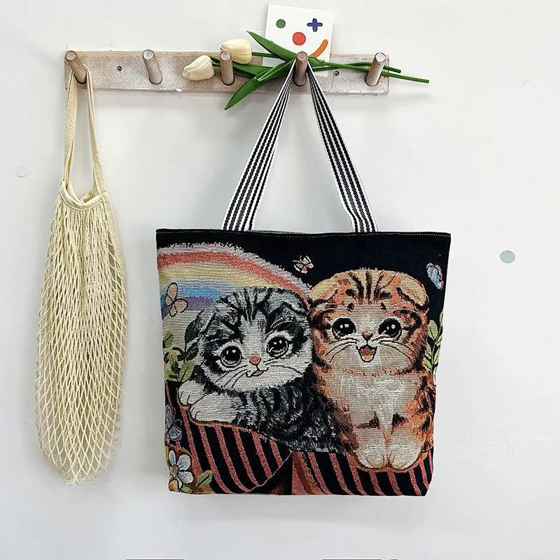 Custom Canvas Tote Bag Cartoon Cute Shoulder Bag Multifunctional Handbags Canvas Shopping Bags