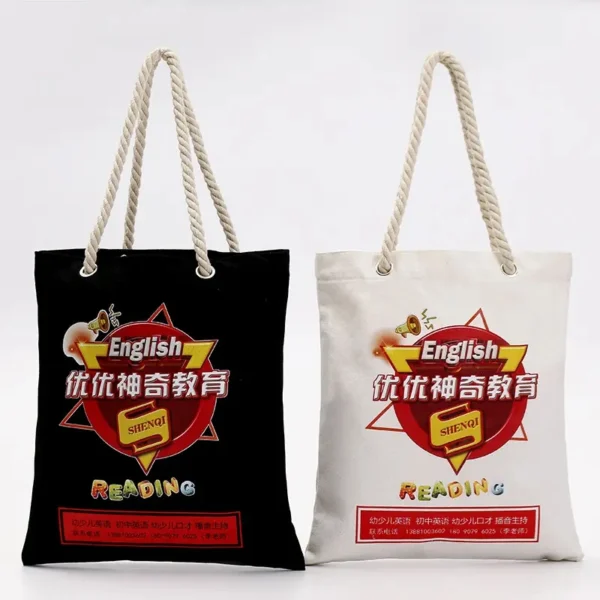 Custom Canvas Tote Bag for Shopping Promotions Factory Price Custom Logo Size Cotton Shopping Bag - Image 5