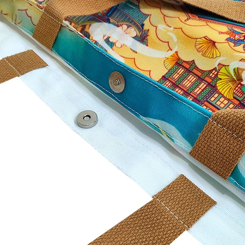 Custom Colorful Print Logo Shoulder Shopping Recycled Cotton Canvas Tote Bag - Image 5