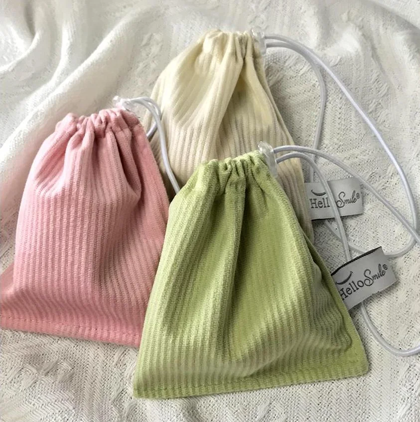 Custom Corduroy Cotton Drawstring Pouch Canvas Satin Velvet Gift Jewelry Packaging Bags