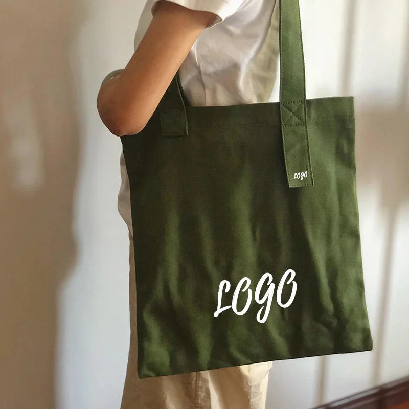 Custom Cotton Cotton Canvas Tote Bag with Logo Daily Casual Washable Canvas Tote Shopping Bag