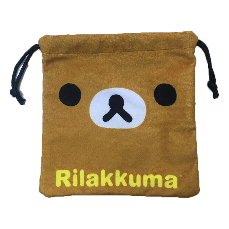 Custom Drawstring Bag Cartoon Kids Digital Logo Packaging Drawstring Pouch Velvet Drawstring Bag with Lining