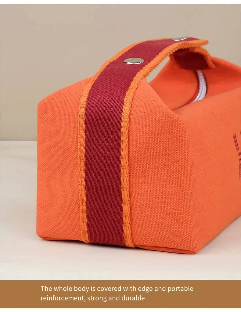 Custom Embroidery Waterproof Makeup Bag Organizer Cotton Canvas Makeup Cosmetic Bag for Travel