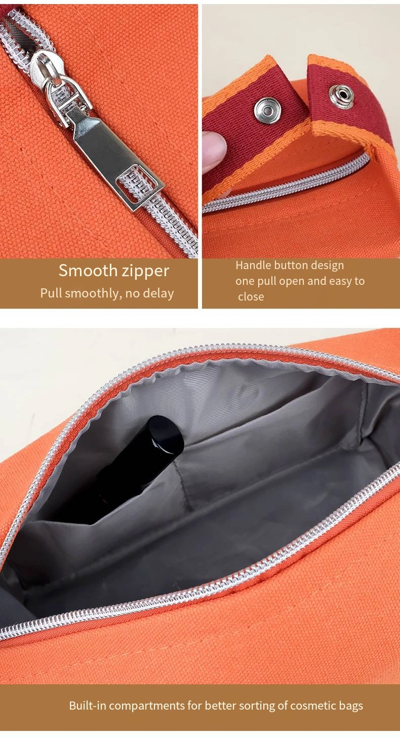Custom Embroidery Waterproof Makeup Bag Organizer Cotton Canvas Makeup Cosmetic Bag for Travel